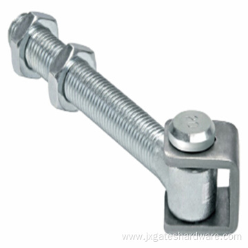 Adjustable swing gate hinge with long thread bolt